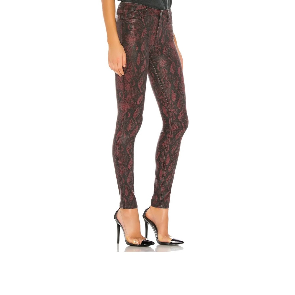 Paige Denim Hoxton Ankle Jeans Black &‎ Maroon Snake Print